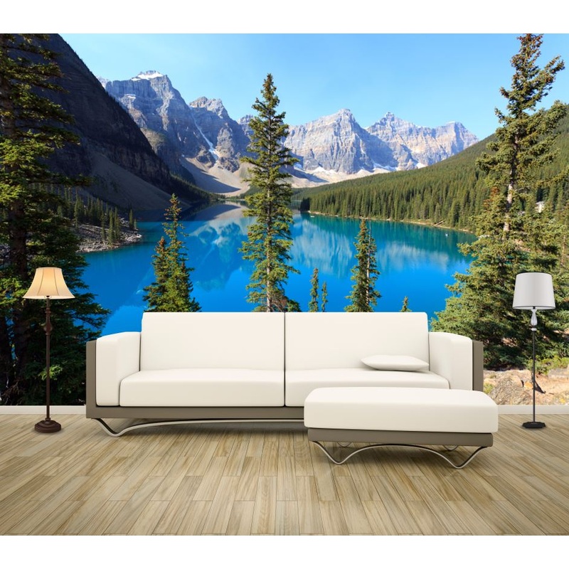 Wallpaper Murals Peel and Stick Removable Lake & Forest View High Quality