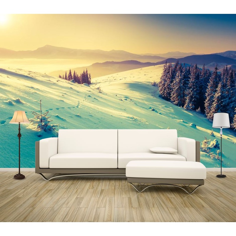 Wallpaper Murals Peel and Stick Removable Mountain Covered with Snow High Quality