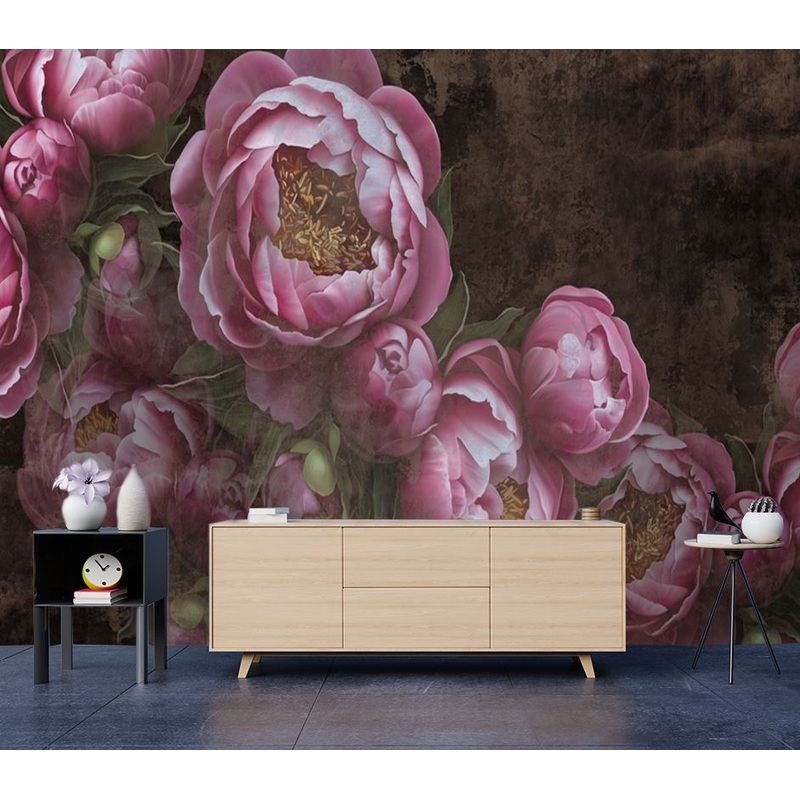 Wallpaper Murals Peel and Stick Removable Pink Floral Painting High Quality