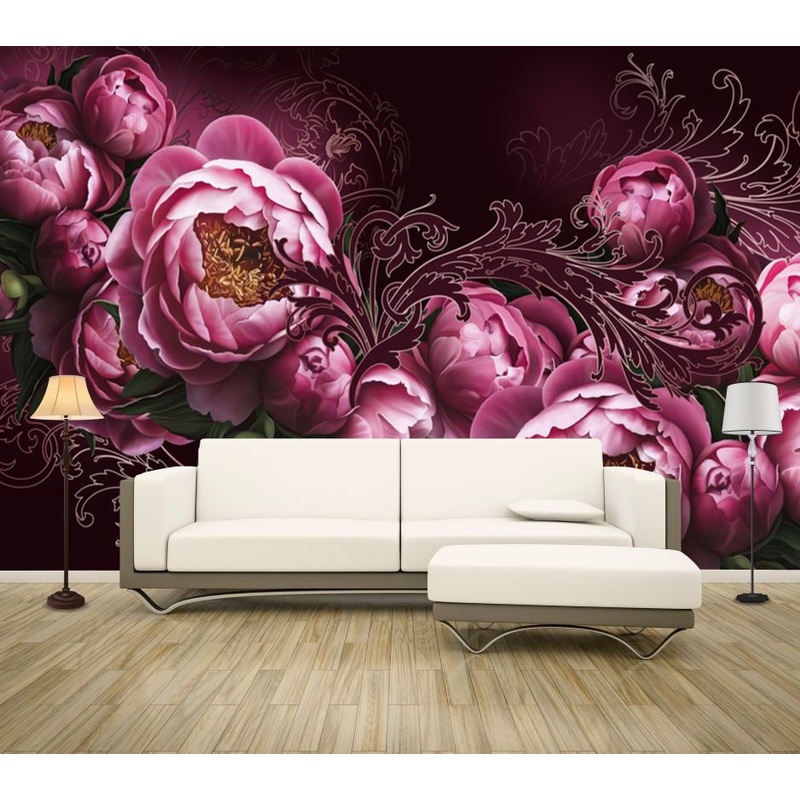 Wallpaper Murals Peel and Stick Removable Pink Flowers Closeup Design High Quality