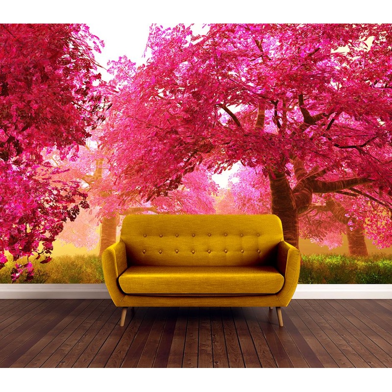 Wallpaper Murals Peel and Stick Removable Pink Leaf Trees High Quality