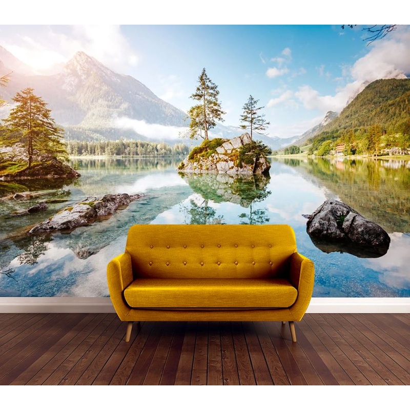Wallpaper Murals Peel and Stick Removable Stunning Lake with Trees Scenery Photograph High Quality