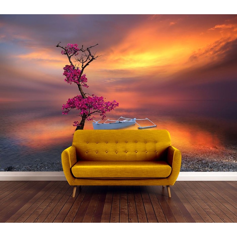 Wallpaper Murals Peel and Stick Removable Tree in a Lake Sunset High Quality