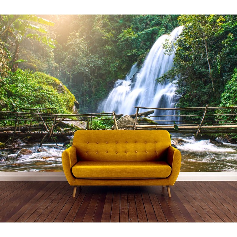 Wallpaper Murals Peel and Stick Removable Waterfall in Forest High Quality