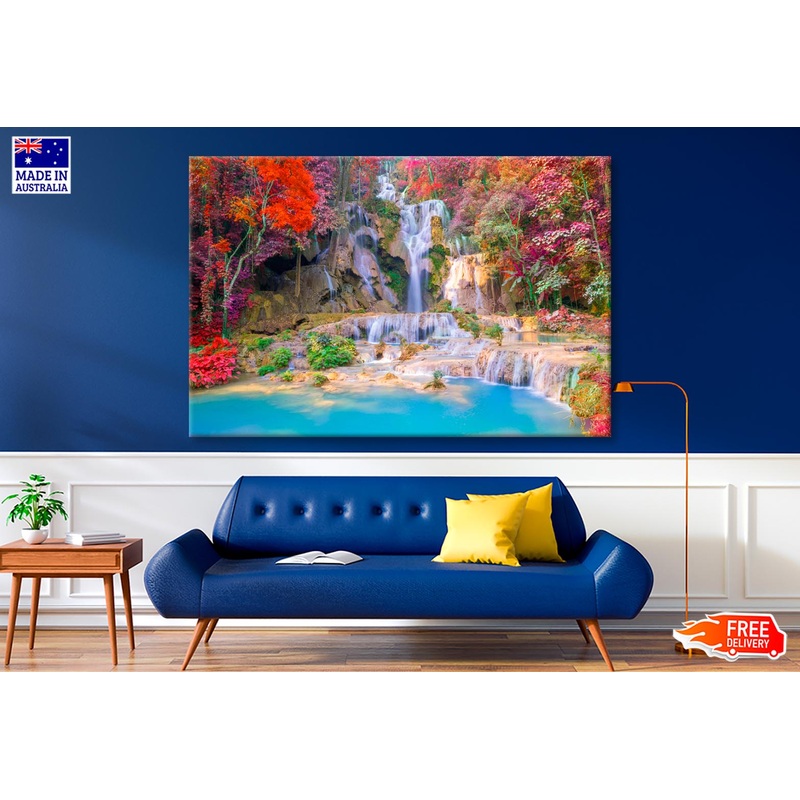 Waterfall In Rain Forest  Wall Art Decor 100% Australian Made