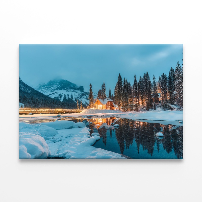 Winter Lodge on Emerald Lake Wall Art Decor 100% Australian Made Wall Art Decor 100% Australian Made