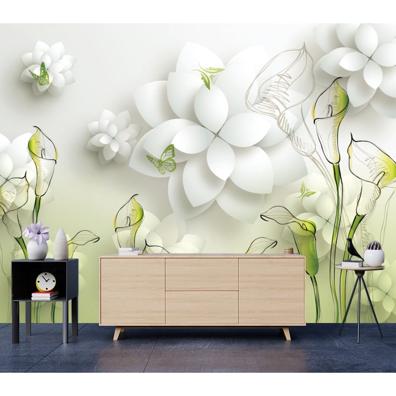 Wallpaper Murals Peel and Stick Removable Colorful 3D Floral Design High Quality