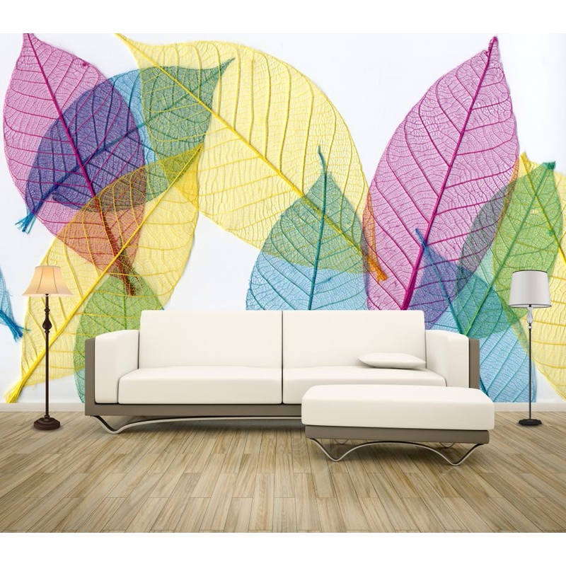 Wallpaper Murals Peel and Stick Removable Colorful Leaves High Quality