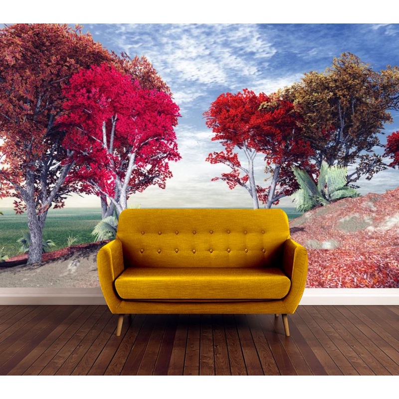 Wallpaper Murals Peel and Stick Removable Colorful Trees in Forest High Quality