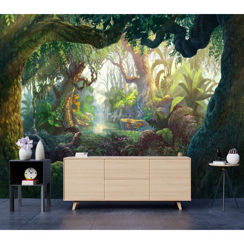 Wallpaper Murals Peel and Stick Removable Deep Forest Design High Quality