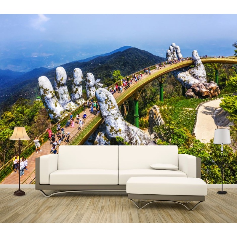 Wallpaper Murals Peel and Stick Removable Famous Golden Bridge in Vietnam High Quality