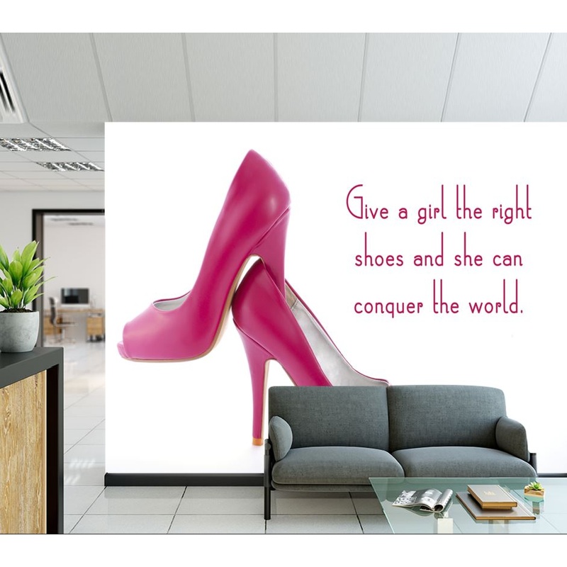 Wallpaper Murals Peel and Stick Removable High Heel Shoes with Quotes High Quality