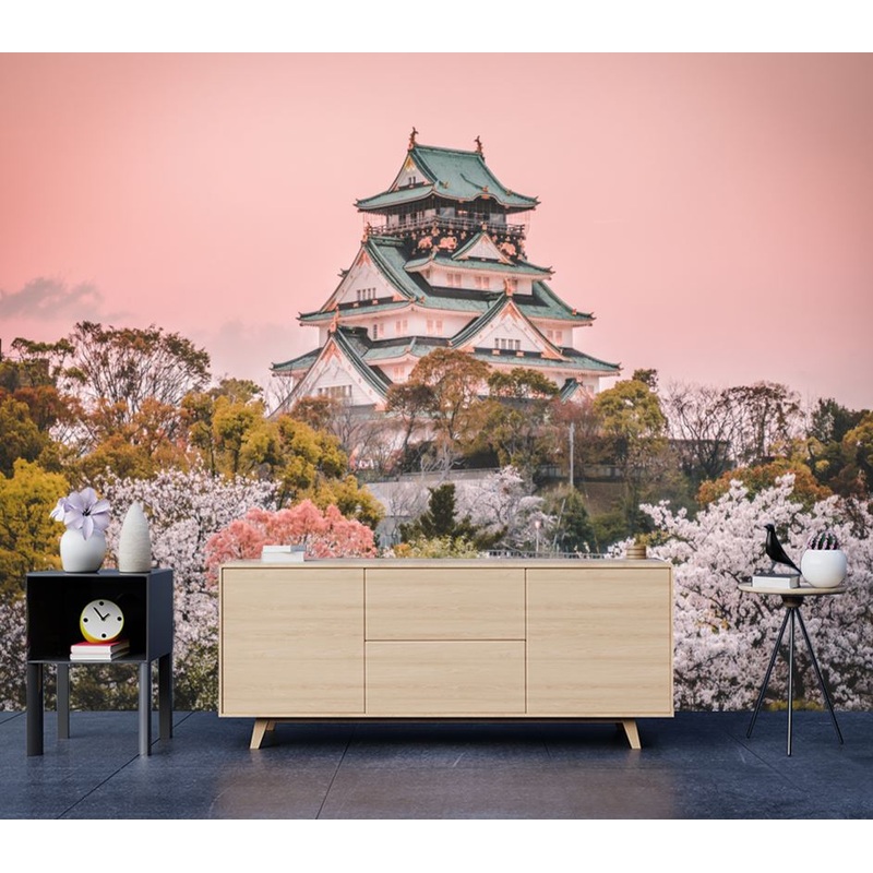 Wallpaper Murals Peel and Stick Removable House & Blossom Tree Forest High Quality