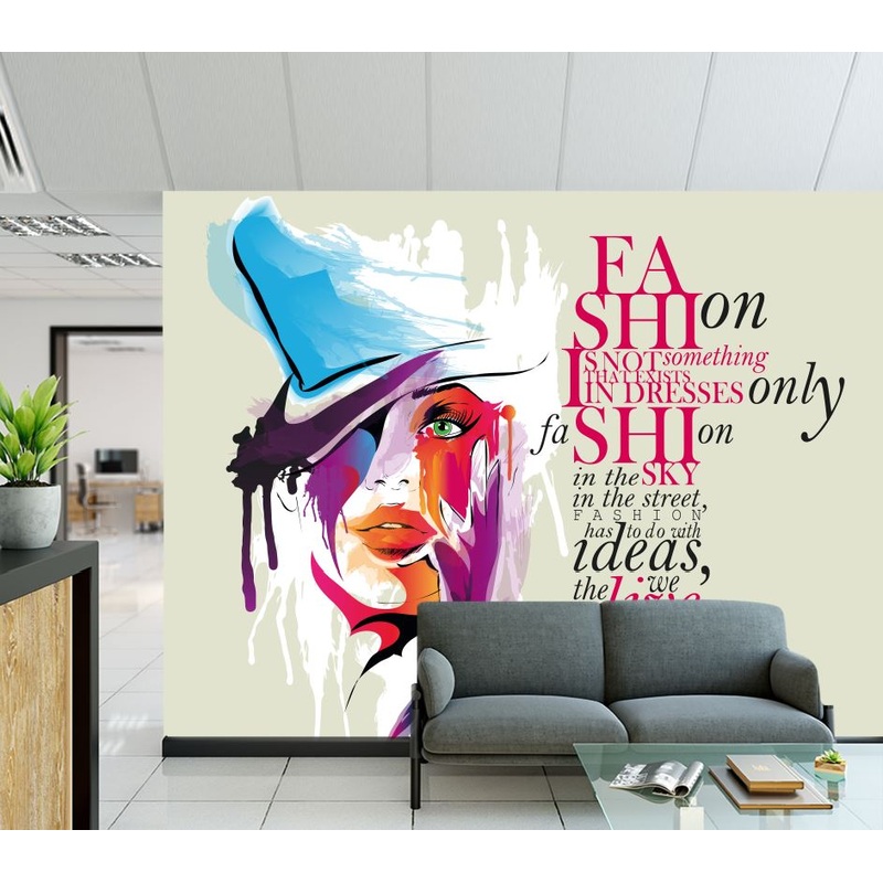 Wallpaper Murals Peel and Stick Removable Lady Face with Fashion Quotes Painting High Quality