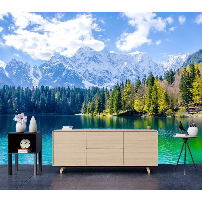 Wallpaper Murals Peel and Stick Removable Lake with Forest High Quality