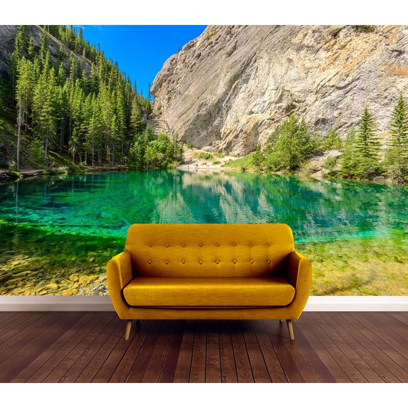 Wallpaper Murals Peel and Stick Removable Lake with Forest & Mountain Photograph High Quality