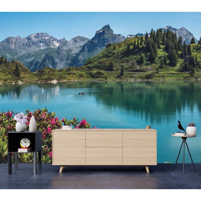 Wallpaper Murals Peel and Stick Removable Lake with Mountain View High Quality