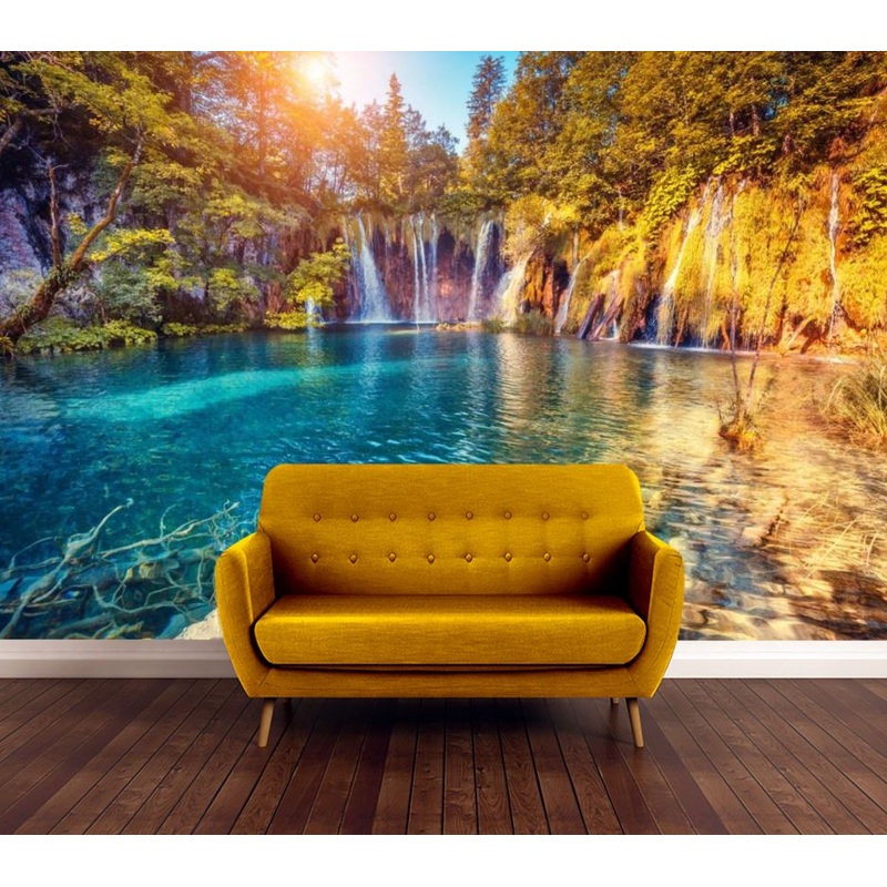 Wallpaper Murals Peel and Stick Removable Lake with Waterfalls High Quality