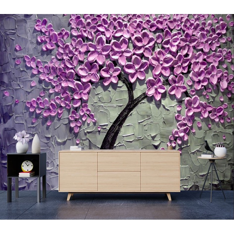 Wallpaper Murals Peel and Stick Removable Pink Floral Tree 3D Design High Quality