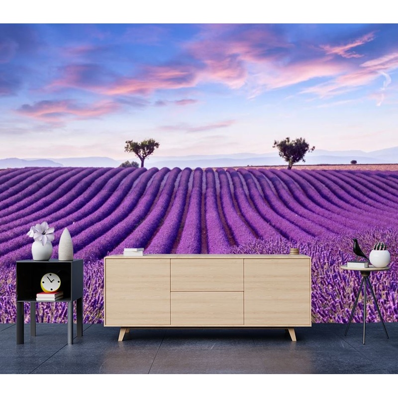 Wallpaper Murals Peel and Stick Removable Purple Floral Meadow High Quality