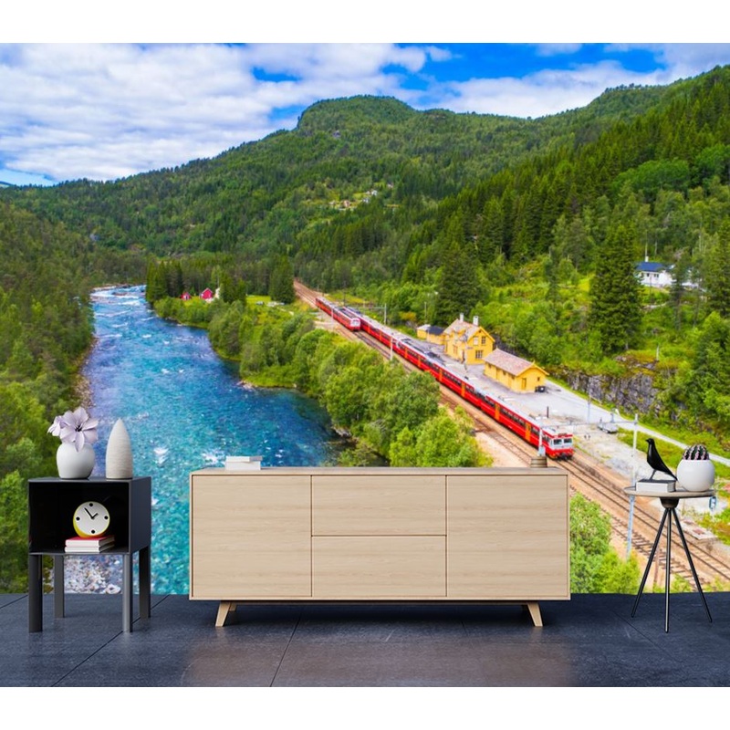 Wallpaper Murals Peel and Stick Removable Station & Forest Sky View High Quality