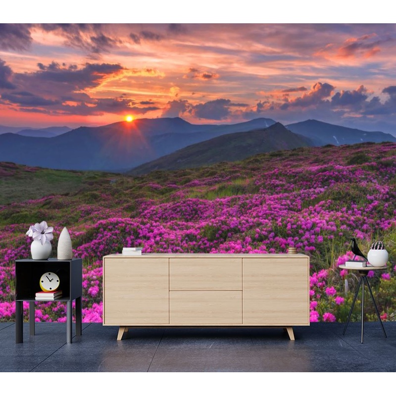Wallpaper Murals Peel and Stick Removable Stunning Mountains in Sunset High Quality