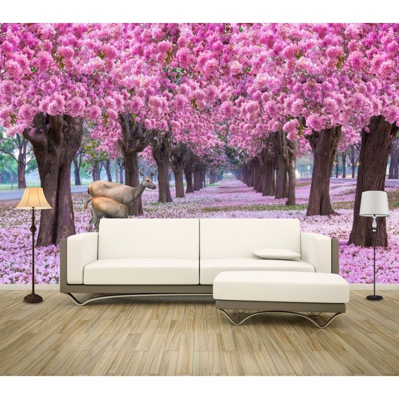 Wallpaper Murals Peel and Stick Removable Stunning Pink Flower Trees Photograph High Quality