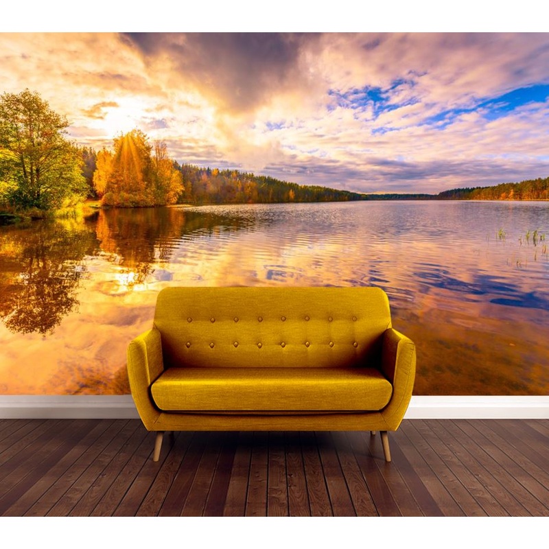 Wallpaper Murals Peel and Stick Removable Stunning Sunset Lake Scenery High Quality