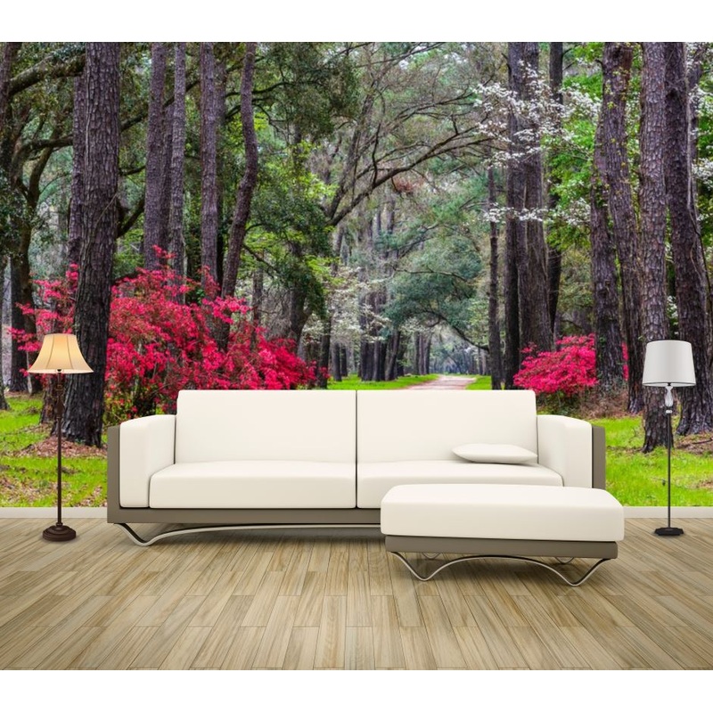 Wallpaper Murals Peel and Stick Removable Stunning Trees & Flowers in Park High Quality
