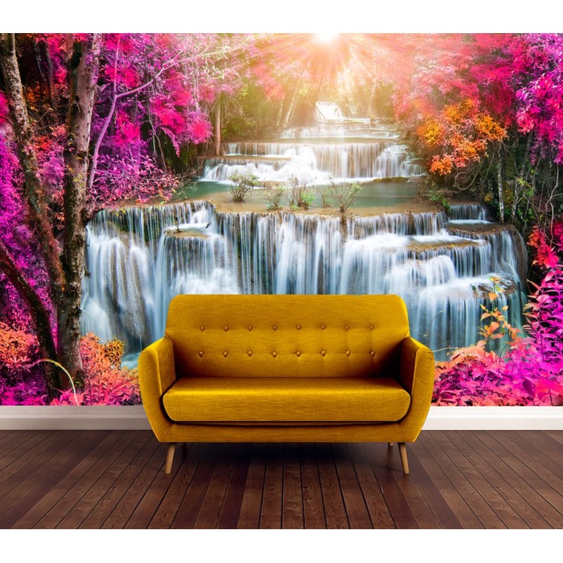 Wallpaper Murals Peel and Stick Removable Stunning Waterfall in Forest High Quality