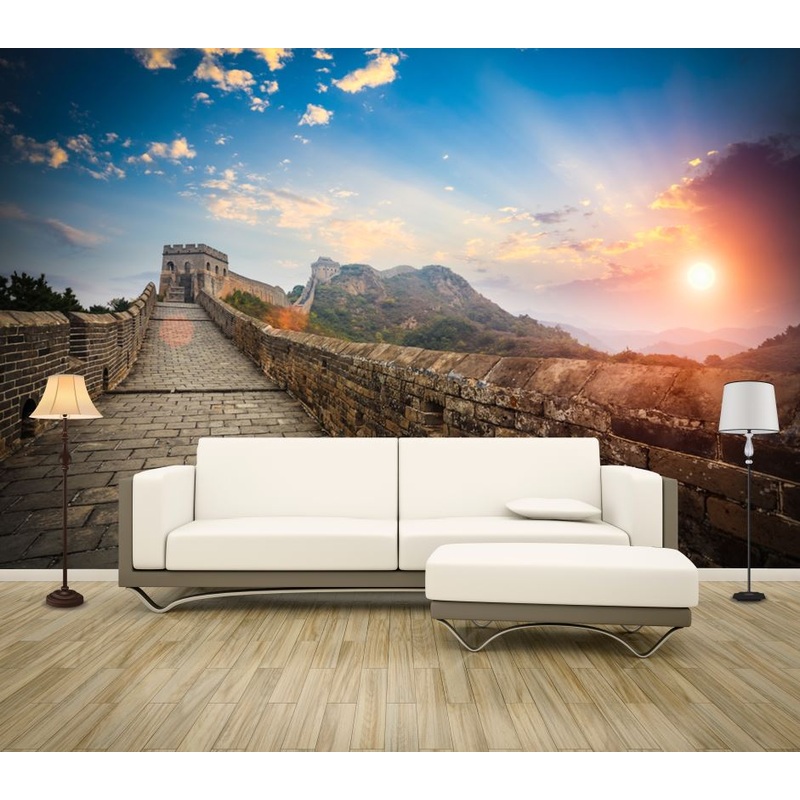 Wallpaper Murals Peel and Stick Removable Sunset View from Great Wall China High Quality