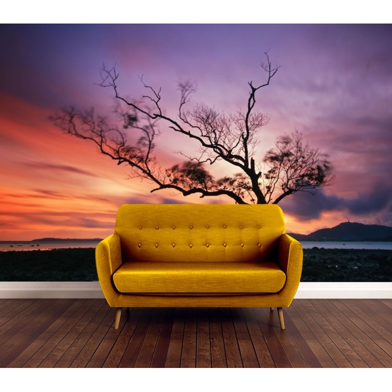 Wallpaper Murals Peel and Stick Removable Tree at Sunset High Quality