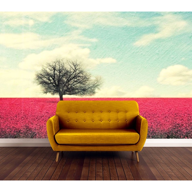 Wallpaper Murals Peel and Stick Removable Tree & Flower Field High Quality