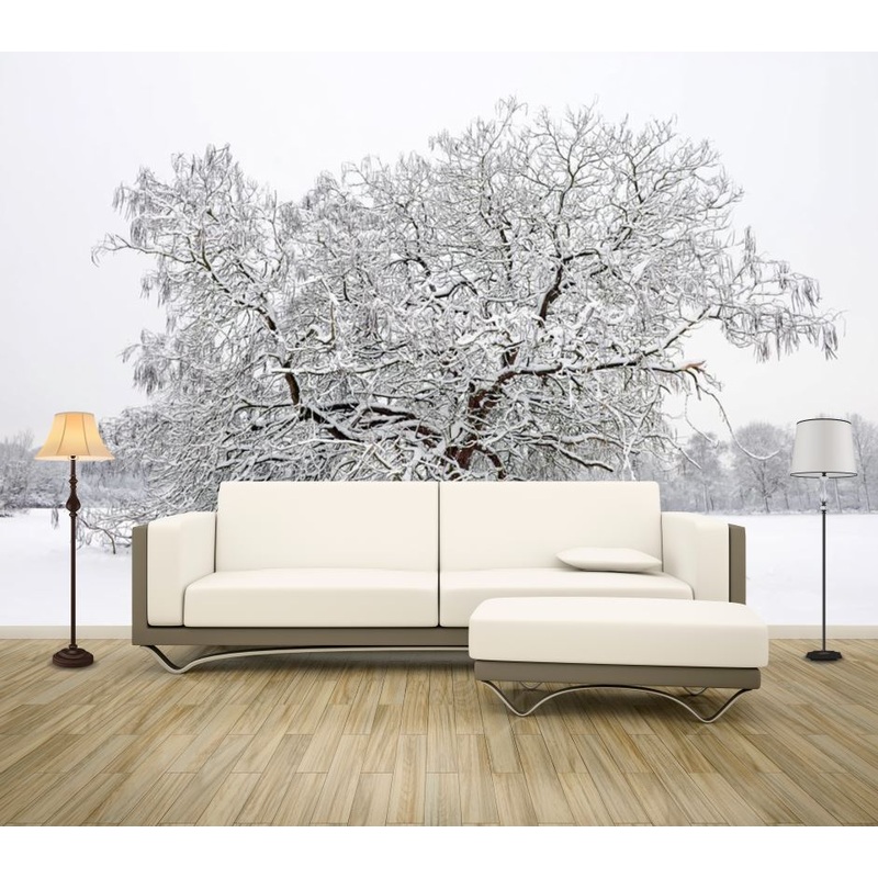 Wallpaper Murals Peel and Stick Removable Tree in Snow High Quality
