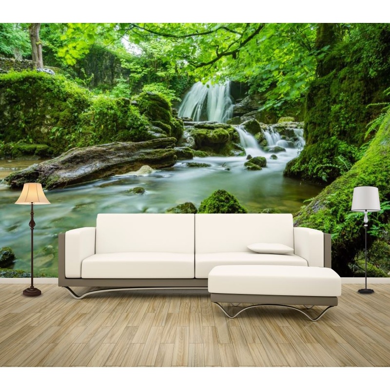 Wallpaper Murals Peel and Stick Removable Waterfall in Deep Forest High Quality
