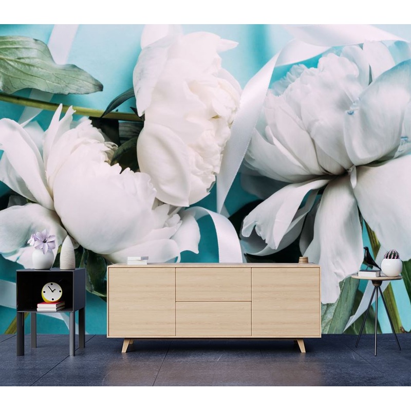 Wallpaper Murals Peel and Stick Removable White Flowers Closeup High Quality