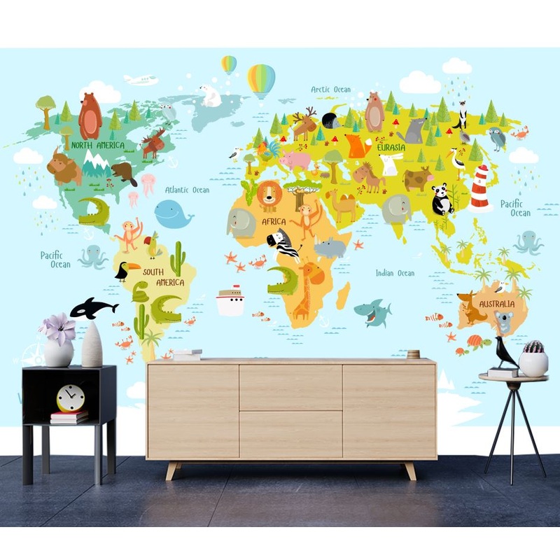 Wallpaper Murals Peel and Stick Removable World Map High Quality
