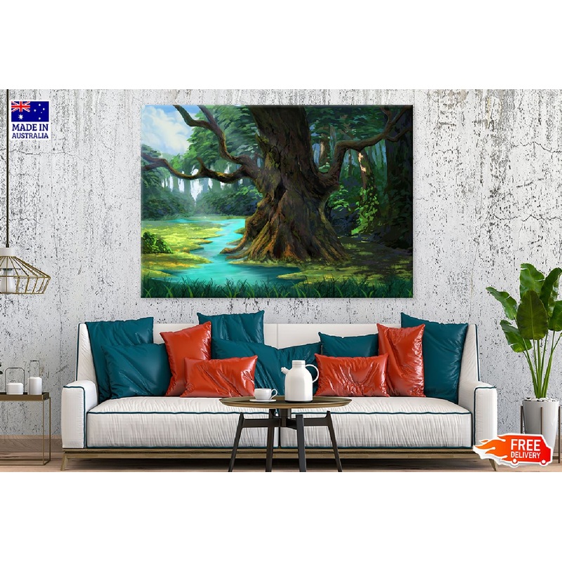 Ancient Tree in the Forest Watercolor Painting Print 100% Australian Made