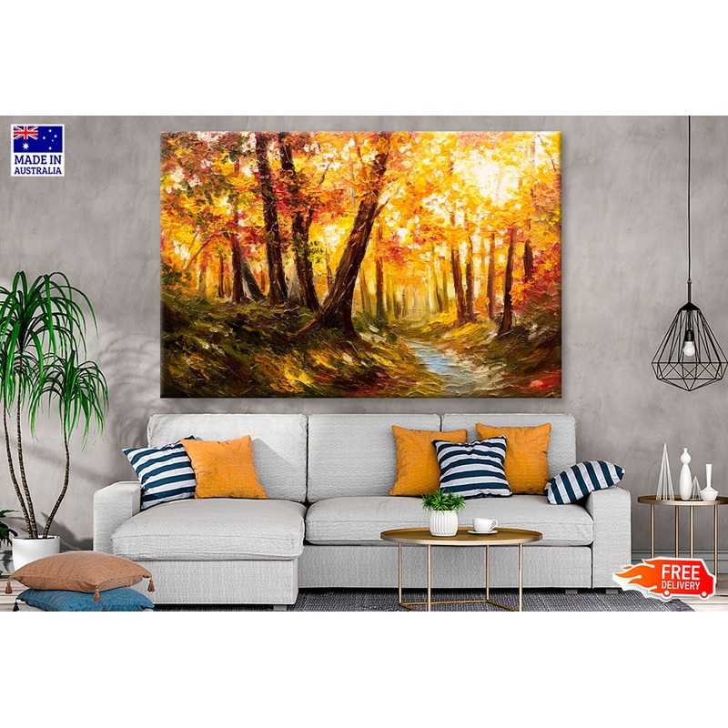 Autumn Trees & Pathway Scenery Painting Wall Art Limited Edition High Quality Print