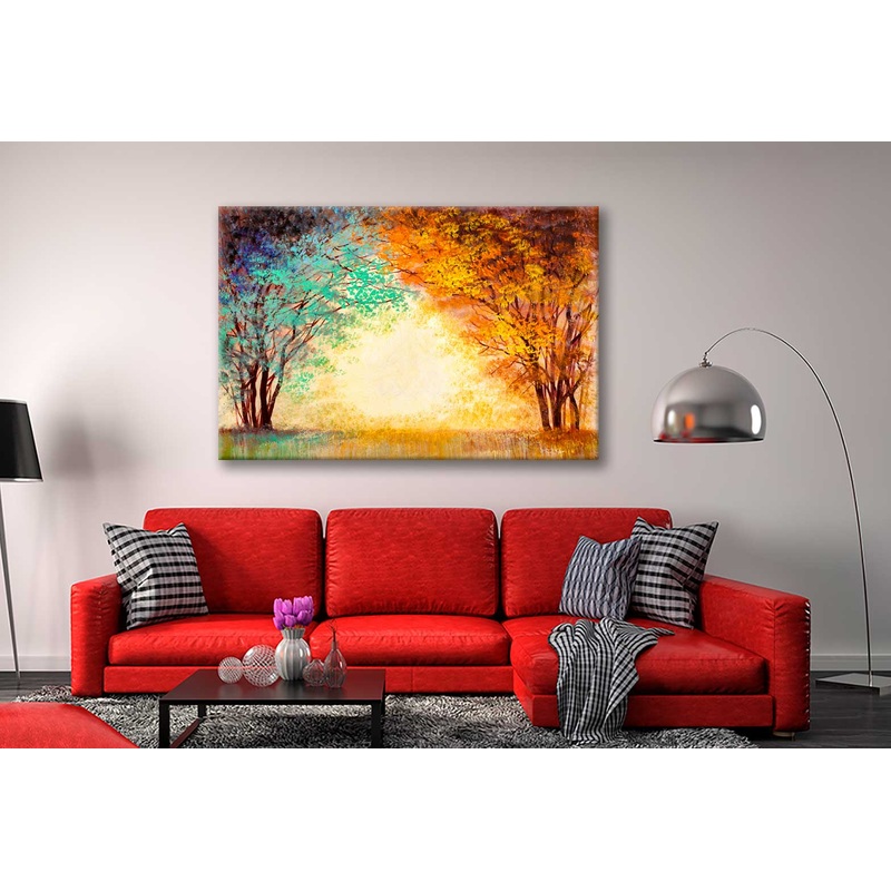 Bella Home Alley Through The Park in Autumn Season Print Canvas Ready to hang