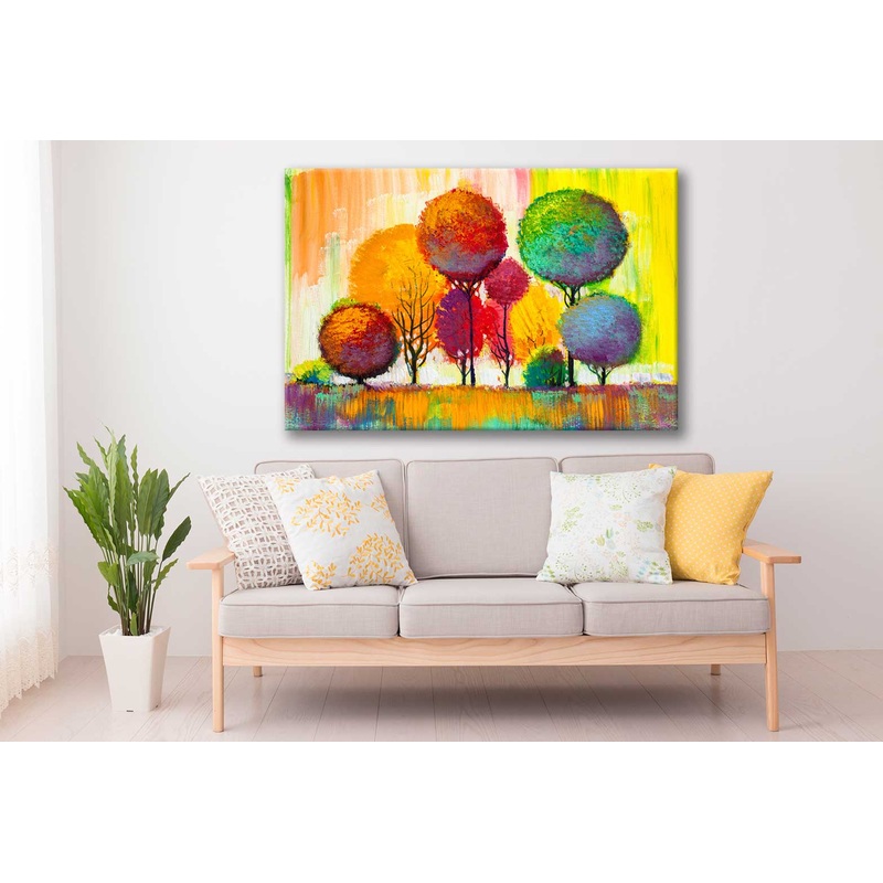 Bella Home Autumn Forest & Leaves Oil Painting Print Canvas Ready to hang