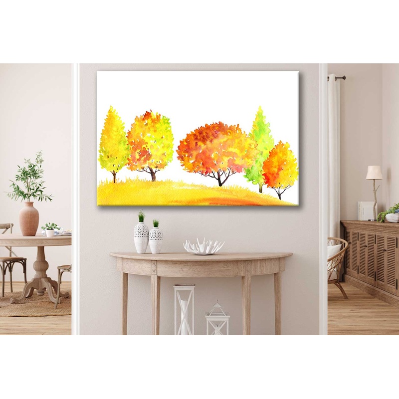 Bella Home Autumn Tree Field Oil Painting Print Canvas Ready to hang