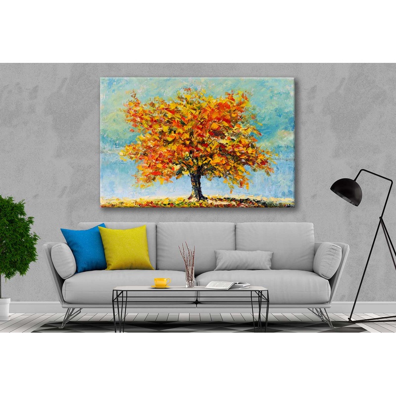 Bella Home Autumn Tree Leaves Oil Painting Print Canvas Ready to hang