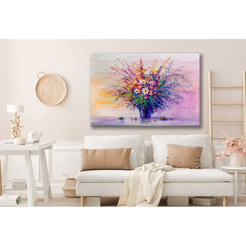 Bella Home Bouquet Of Wild Flower Oil Painting Print Canvas Ready to hang