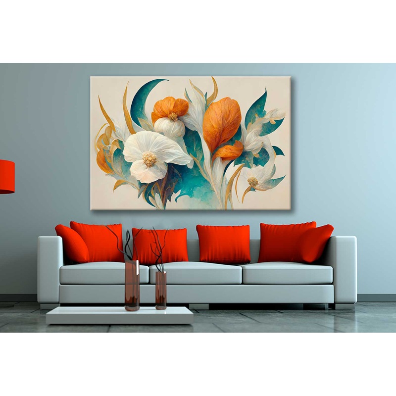Bella Home Flowers Watercolor Painting Print Canvas Ready to hang