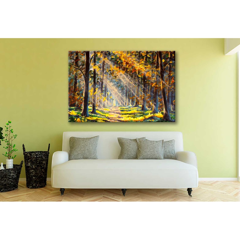Bella Home Forest In Autumn Oil Painting Print Canvas Ready to hang