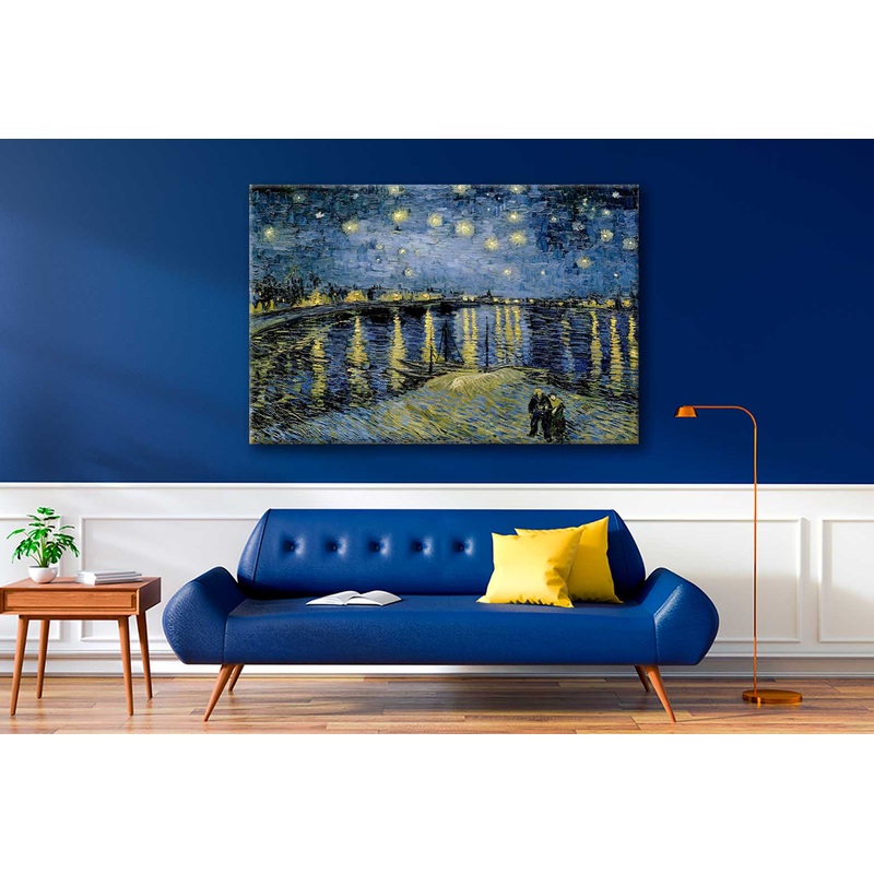 Bella Home Night Painting With Sky View Print Canvas Ready to hang