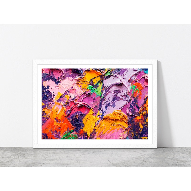 Colorful Abstract Oil Painting Glass Framed Wall Art, Ready to Hang Quality Print