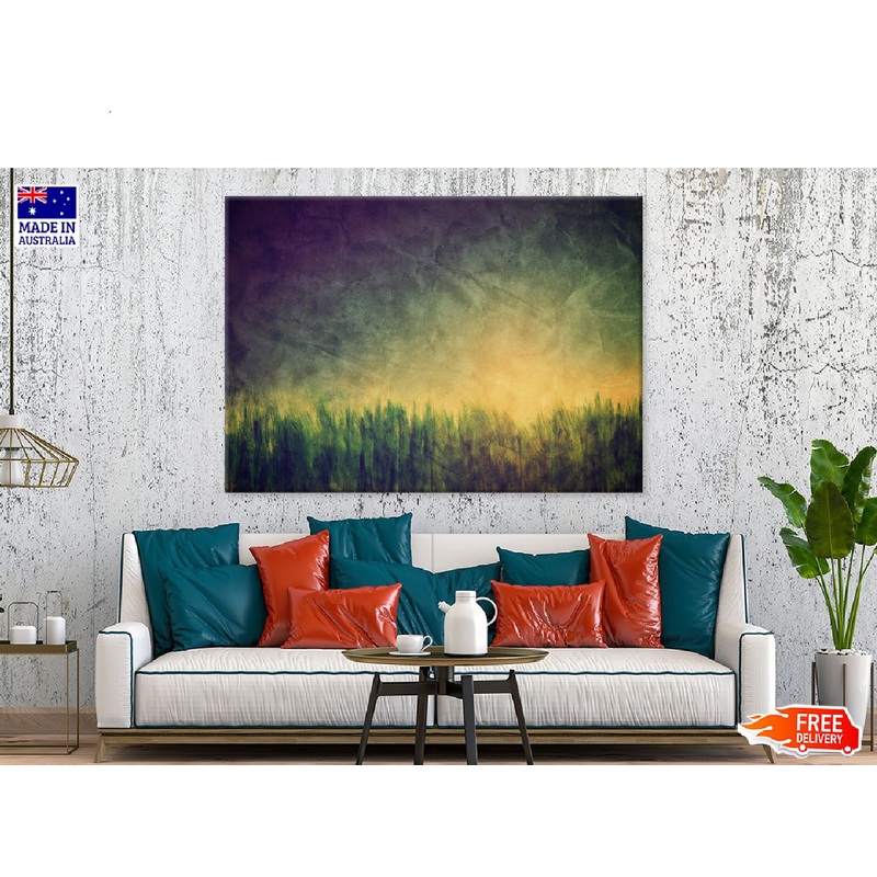Green Forest with Dark Sky Painting Print 100% Australian Made
