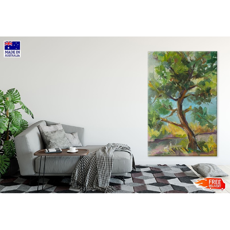 Green Tree in Forest Oil Painting Print 100% Australian Made